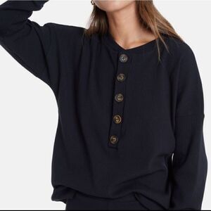Lett Kruger Henley Top Black Sz XS